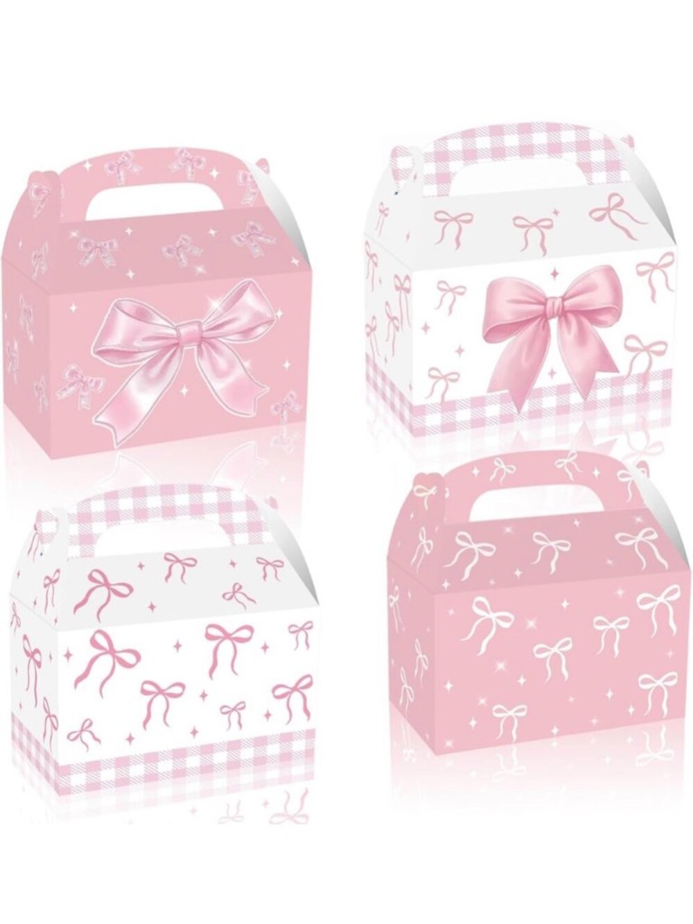 24 Tote Gift BOXES Pink Bow Party Favor Holders Shower Party Bachelorette